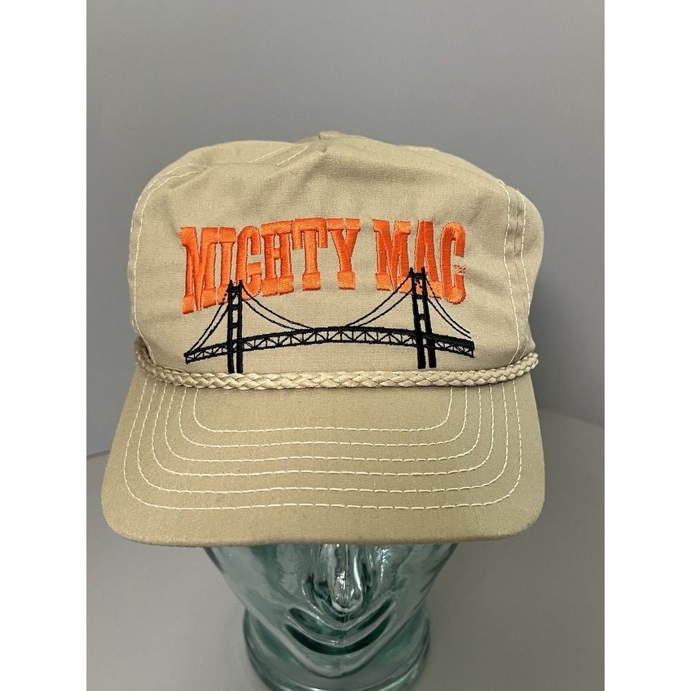 Vtg -Mighty Mac- Mackinac Bridge Michigan Embroidered  Cap Hat- USA SnapBack